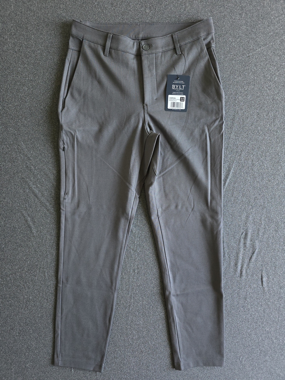 BYLT Everyday Pant 2.0 Men's Size 32 Textured Charcoal Gray Premium Basics